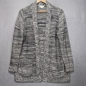 Studio Works Cardigan 1X Gray Silver Metallic Marled Cozy Classic Soft Cottage